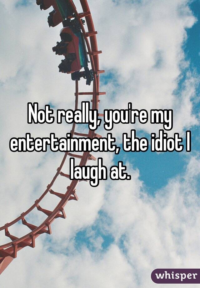 Not really, you're my entertainment, the idiot I laugh at. 