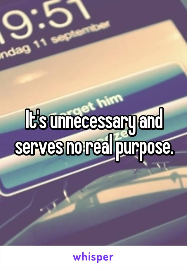 It's unnecessary and serves no real purpose.