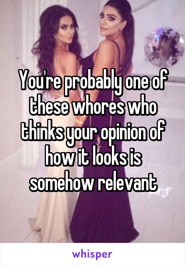 You're probably one of these whores who thinks your opinion of how it looks is somehow relevant