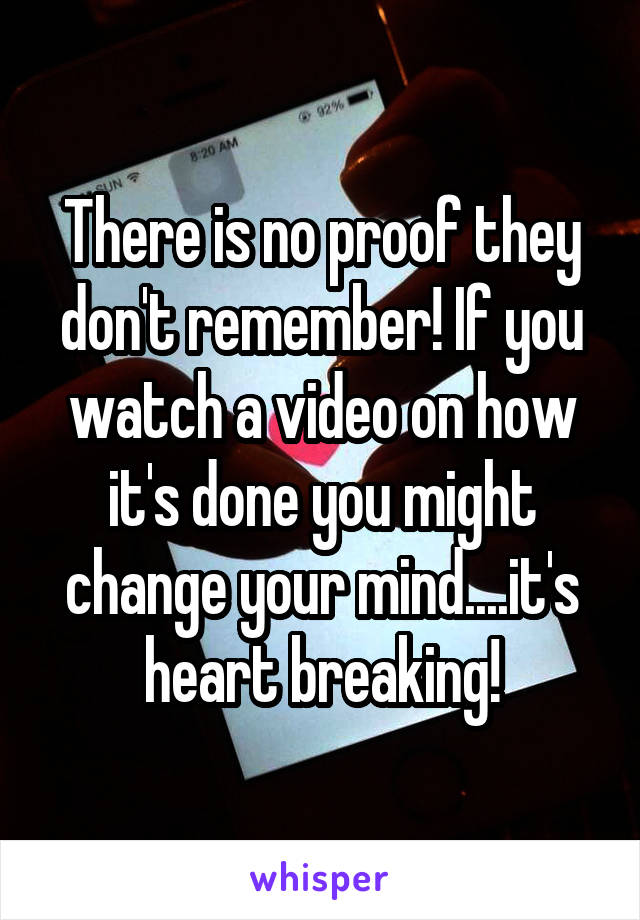 There is no proof they don't remember! If you watch a video on how it's done you might change your mind....it's heart breaking!