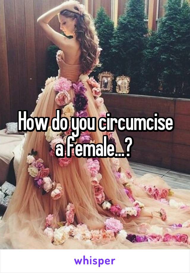 How do you circumcise a female...? 