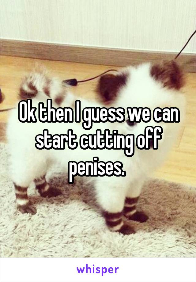 Ok then I guess we can start cutting off penises. 