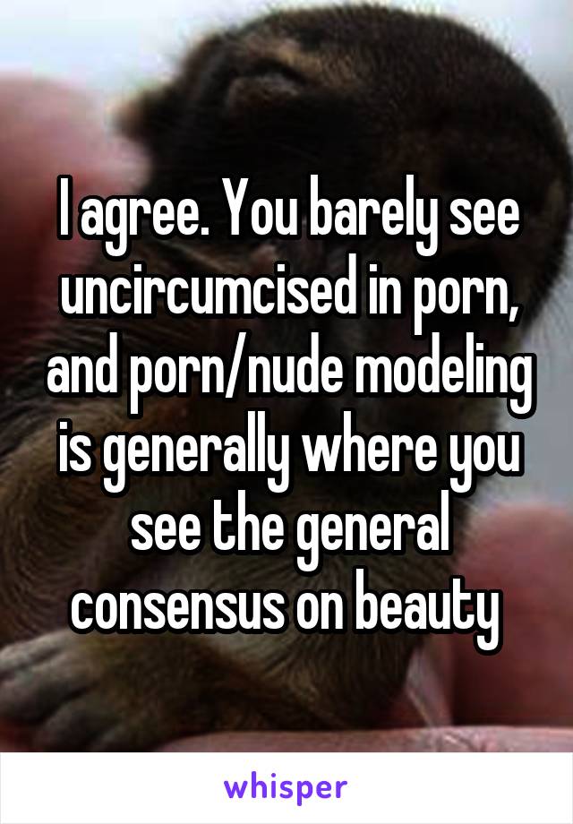 I agree. You barely see uncircumcised in porn, and porn/nude modeling is generally where you see the general consensus on beauty 