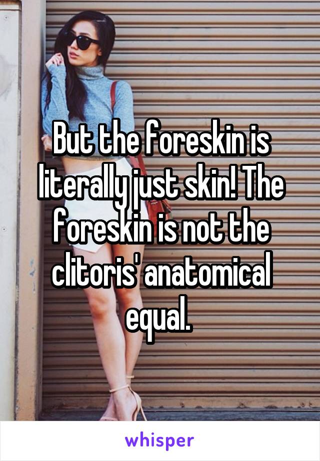 But the foreskin is literally just skin! The foreskin is not the clitoris' anatomical equal. 