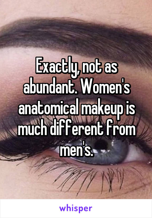 Exactly, not as abundant. Women's anatomical makeup is much different from men's.