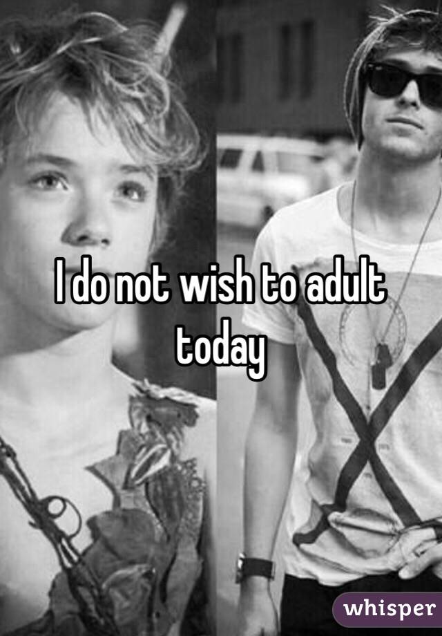 I do not wish to adult today
