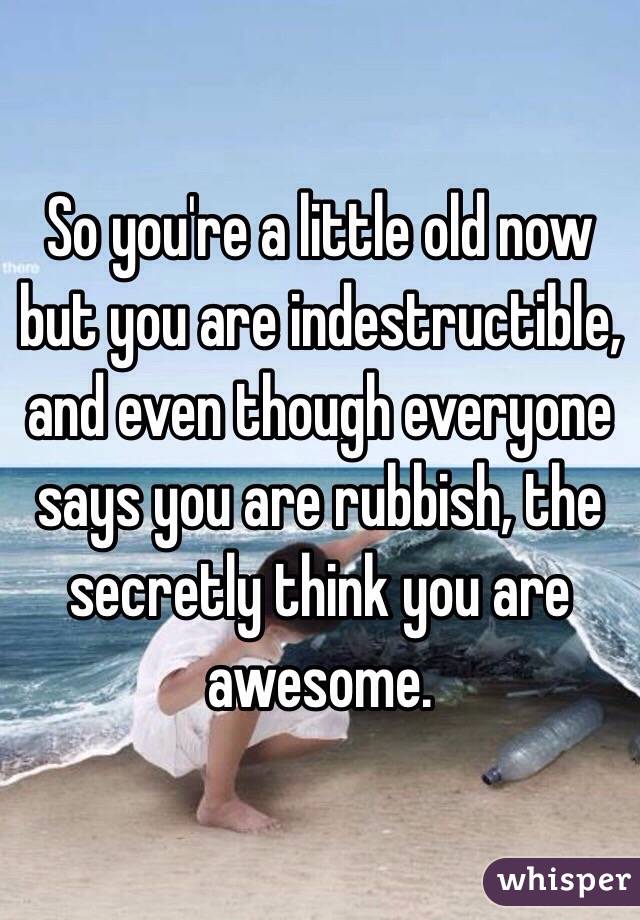 So you're a little old now but you are indestructible, and even though everyone says you are rubbish, the secretly think you are awesome.