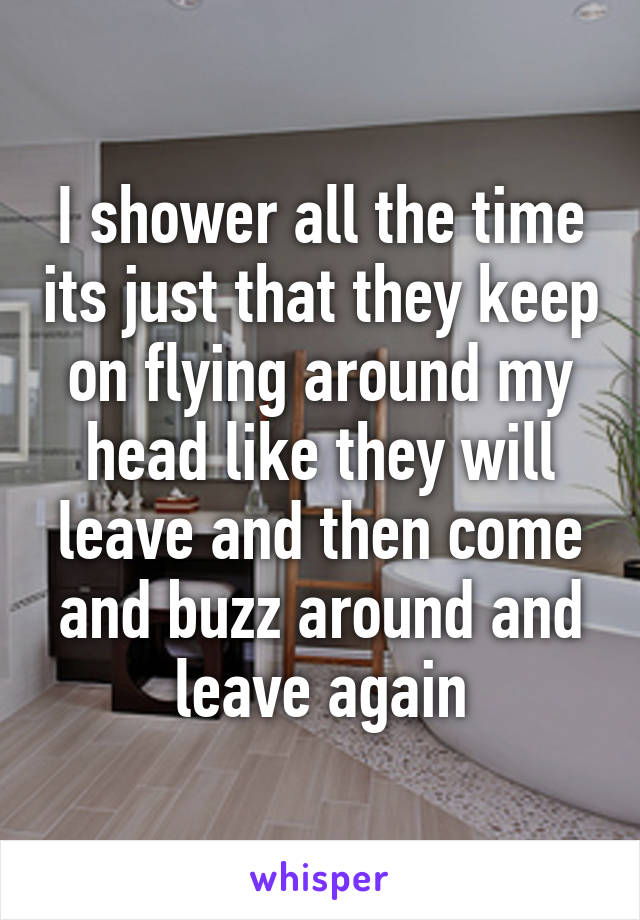 I shower all the time its just that they keep on flying around my head like they will leave and then come and buzz around and leave again