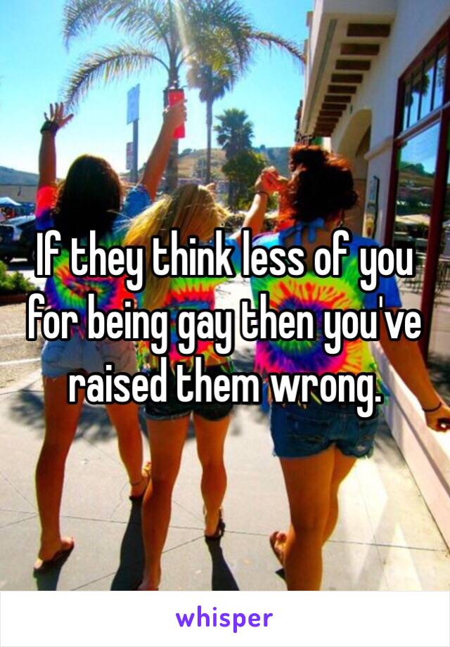If they think less of you for being gay then you've raised them wrong. 
