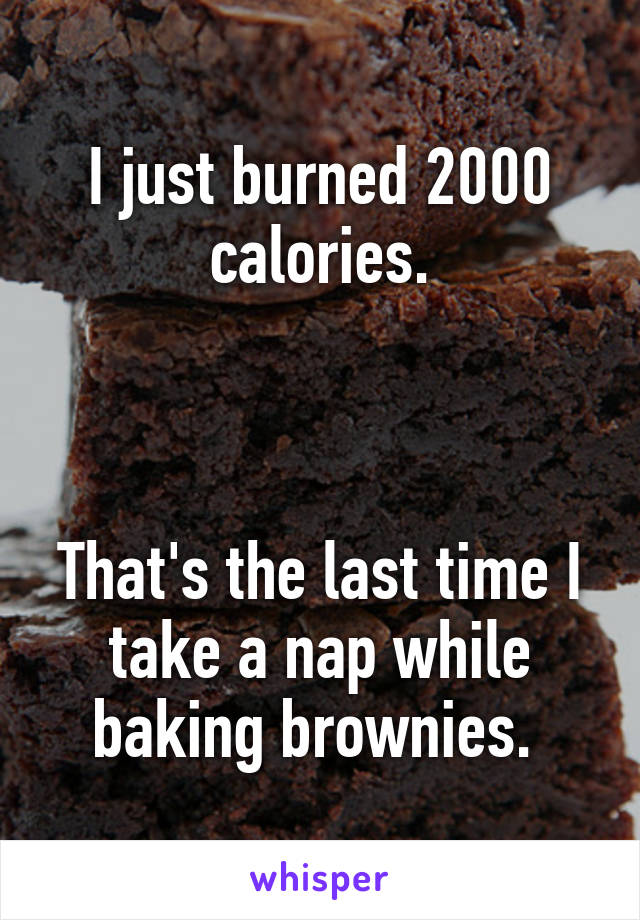I just burned 2000 calories.



That's the last time I take a nap while baking brownies. 