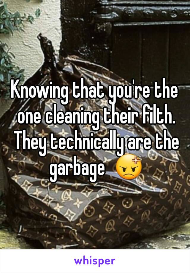 Knowing that you're the one cleaning their filth. They technically are the garbage  😡