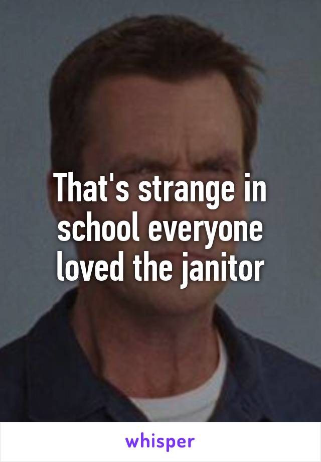 That's strange in school everyone loved the janitor