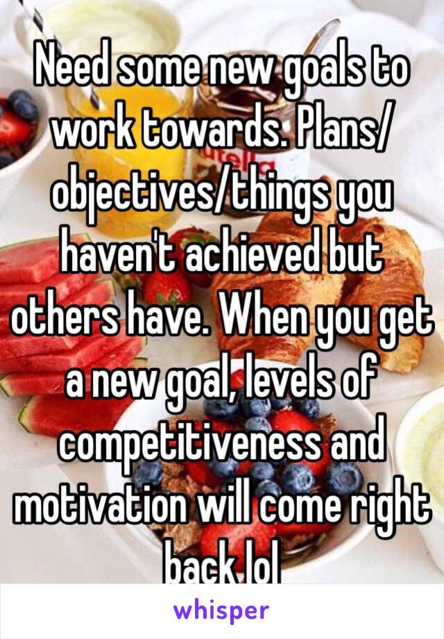 Need some new goals to work towards. Plans/objectives/things you haven't achieved but others have. When you get a new goal, levels of competitiveness and motivation will come right back lol 