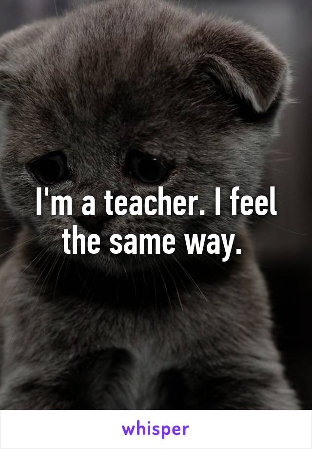 I'm a teacher. I feel the same way. 