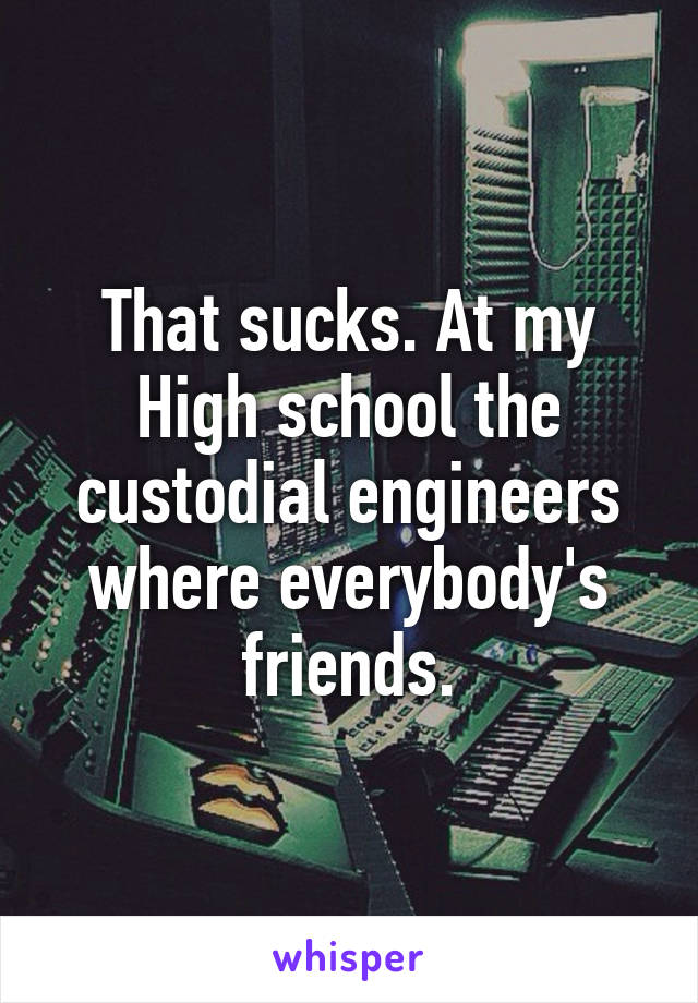 That sucks. At my High school the custodial engineers where everybody's friends.