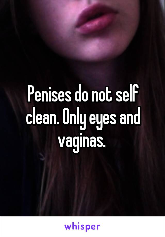 Penises do not self clean. Only eyes and vaginas. 