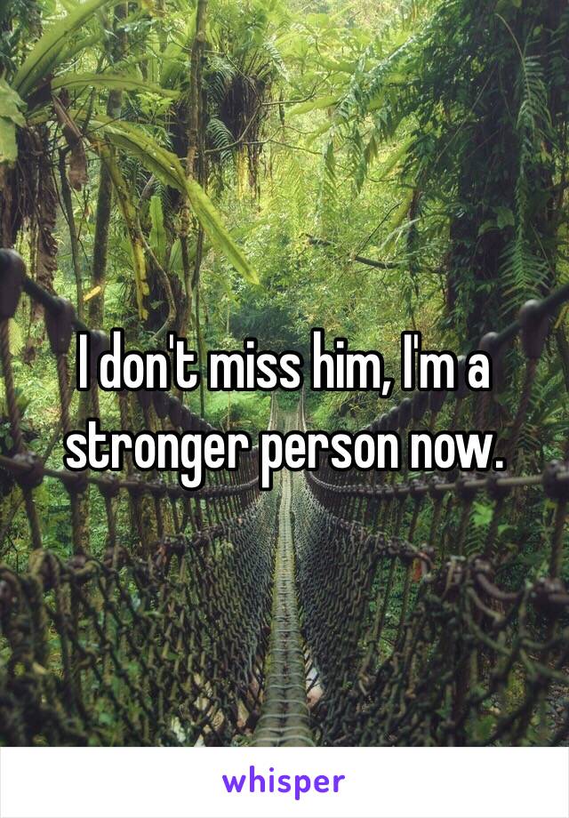 I don't miss him, I'm a stronger person now.