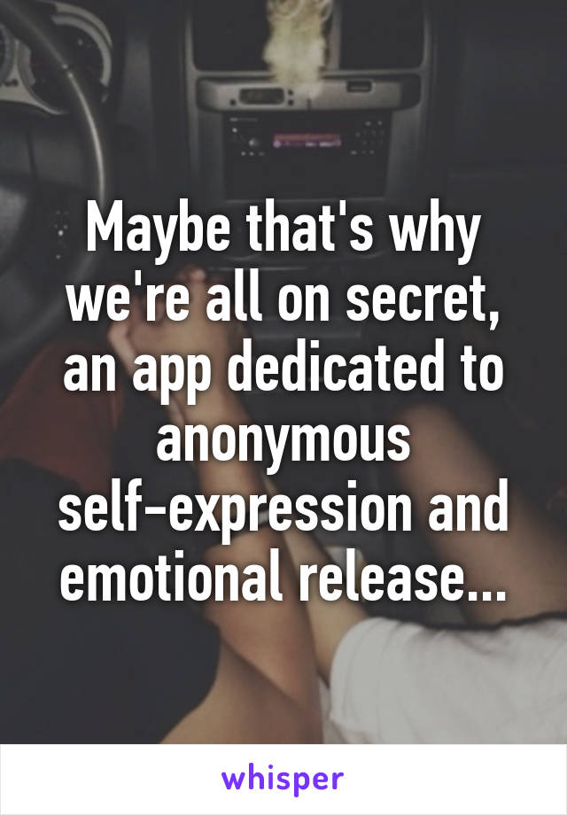 Maybe that's why we're all on secret, an app dedicated to anonymous self-expression and emotional release...