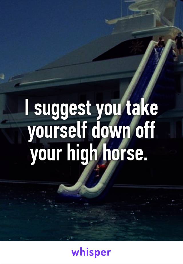 I suggest you take yourself down off your high horse. 