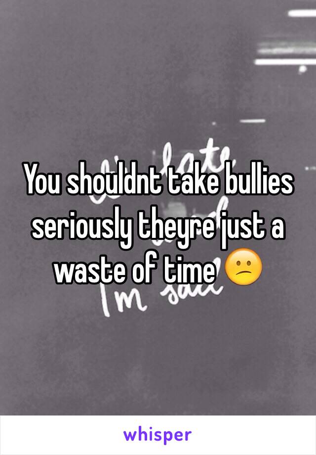 You shouldnt take bullies seriously theyre just a waste of time 😕