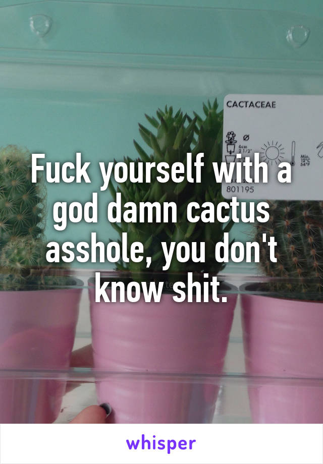 Fuck yourself with a god damn cactus asshole, you don't know shit.