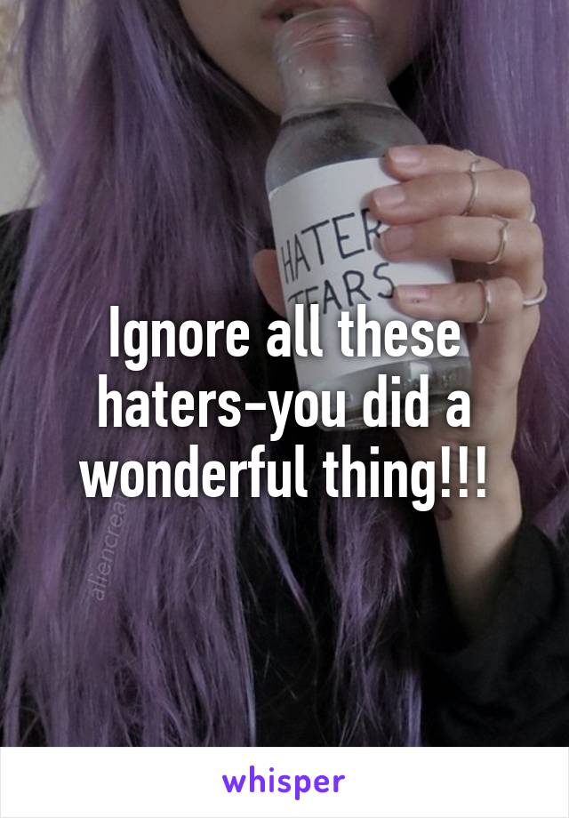 Ignore all these haters-you did a wonderful thing!!!