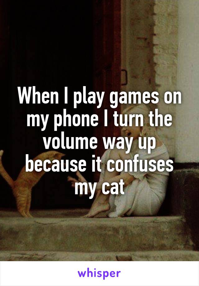 When I play games on my phone I turn the volume way up because it confuses my cat