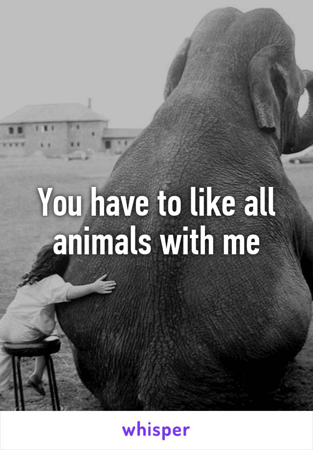You have to like all animals with me