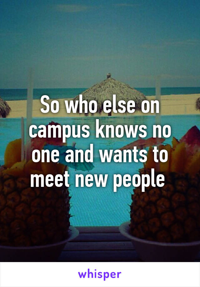 So who else on campus knows no one and wants to meet new people 