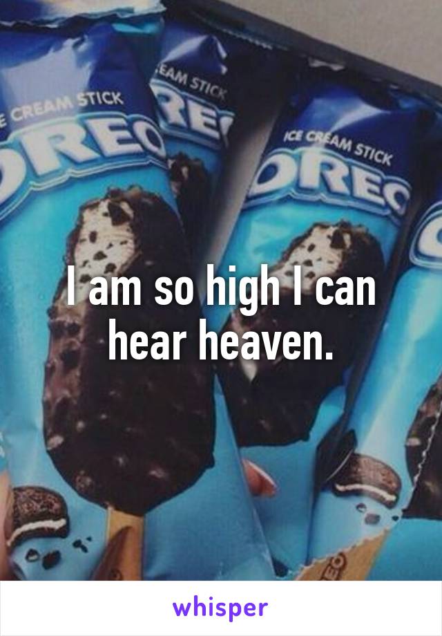 I am so high I can hear heaven.