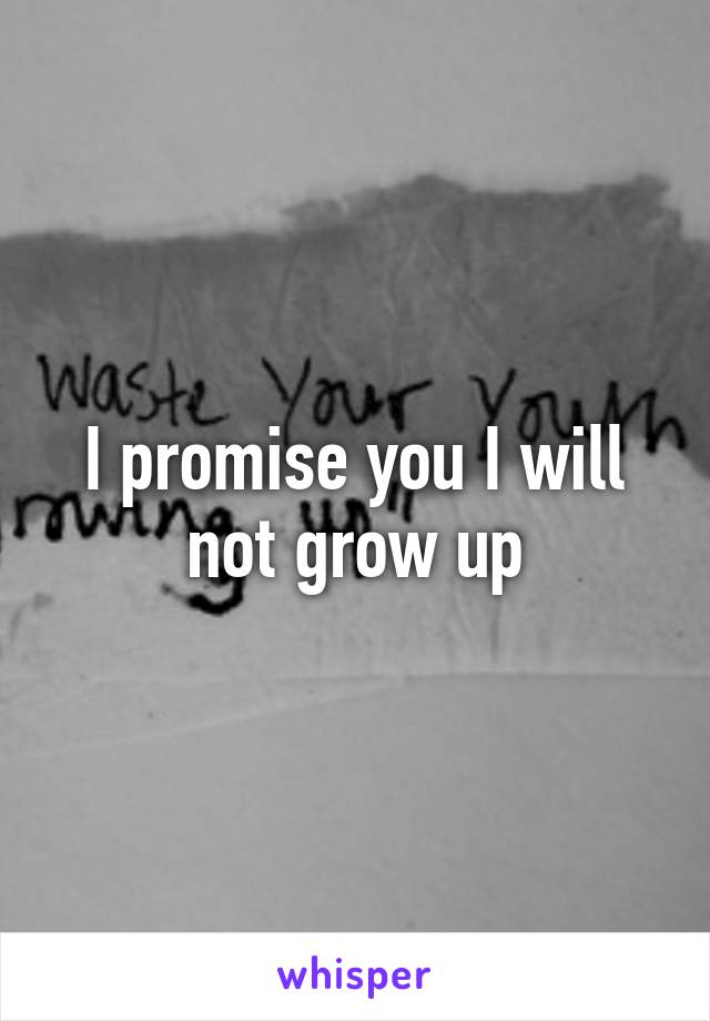 I promise you I will not grow up