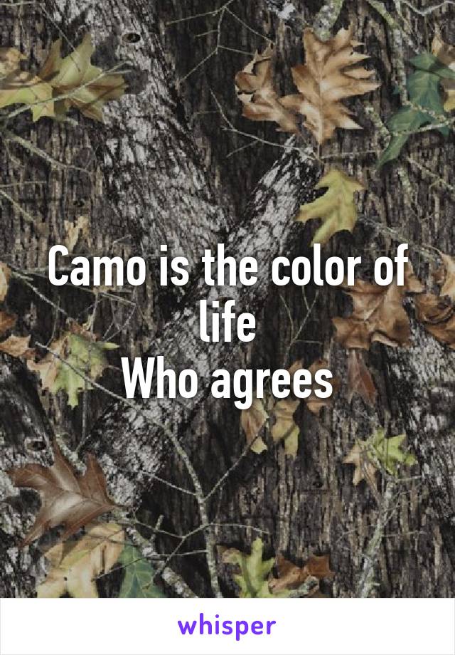 Camo is the color of life
Who agrees