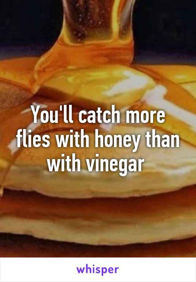 You'll catch more flies with honey than with vinegar 