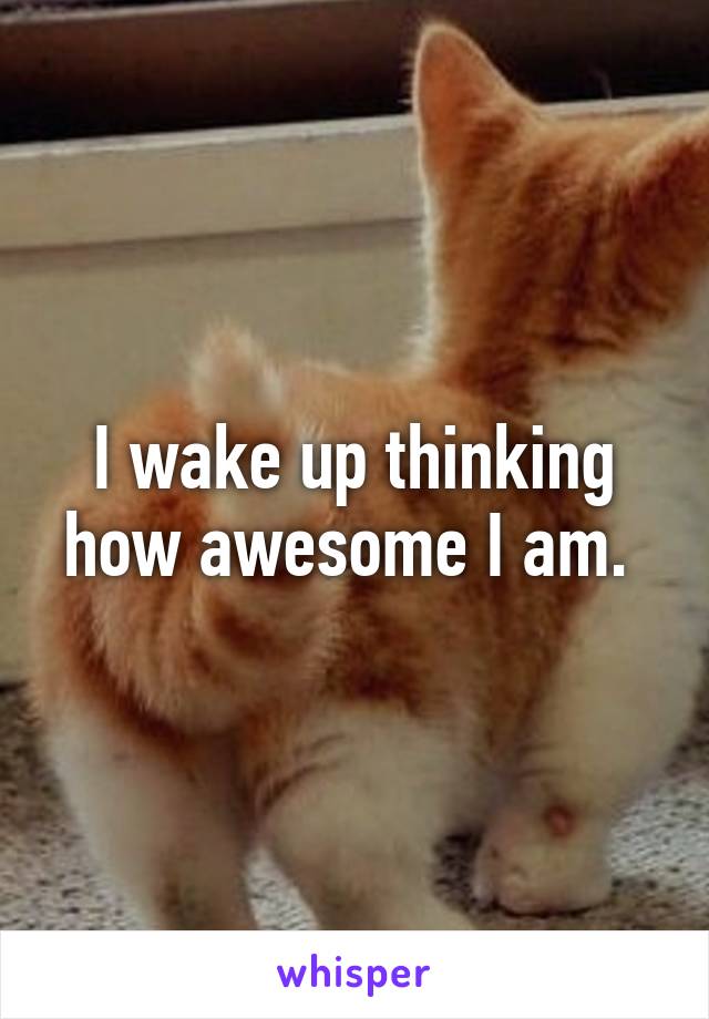I wake up thinking how awesome I am. 