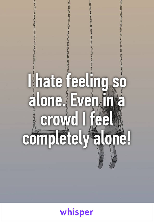 I hate feeling so alone. Even in a crowd I feel completely alone!