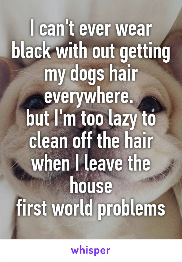 I can't ever wear black with out getting my dogs hair everywhere. 
but I'm too lazy to clean off the hair when I leave the house
first world problems 