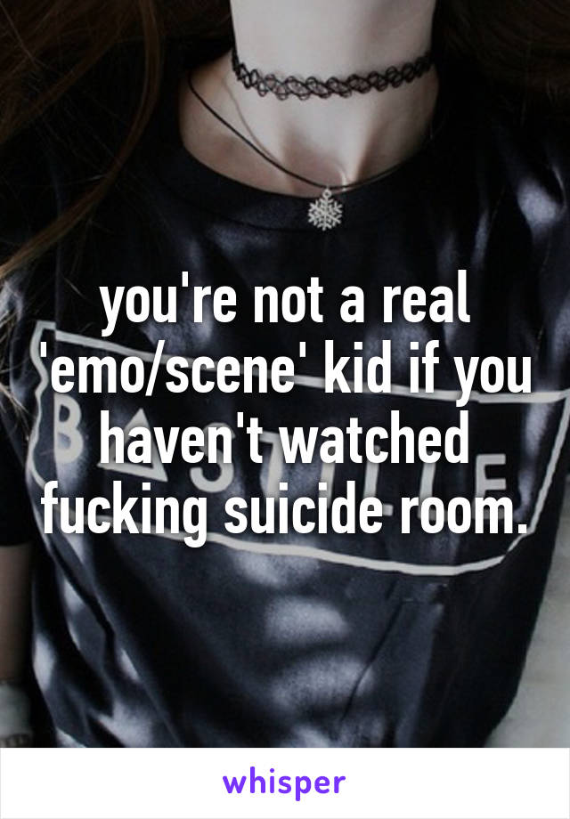 you're not a real 'emo/scene' kid if you haven't watched fucking suicide room.