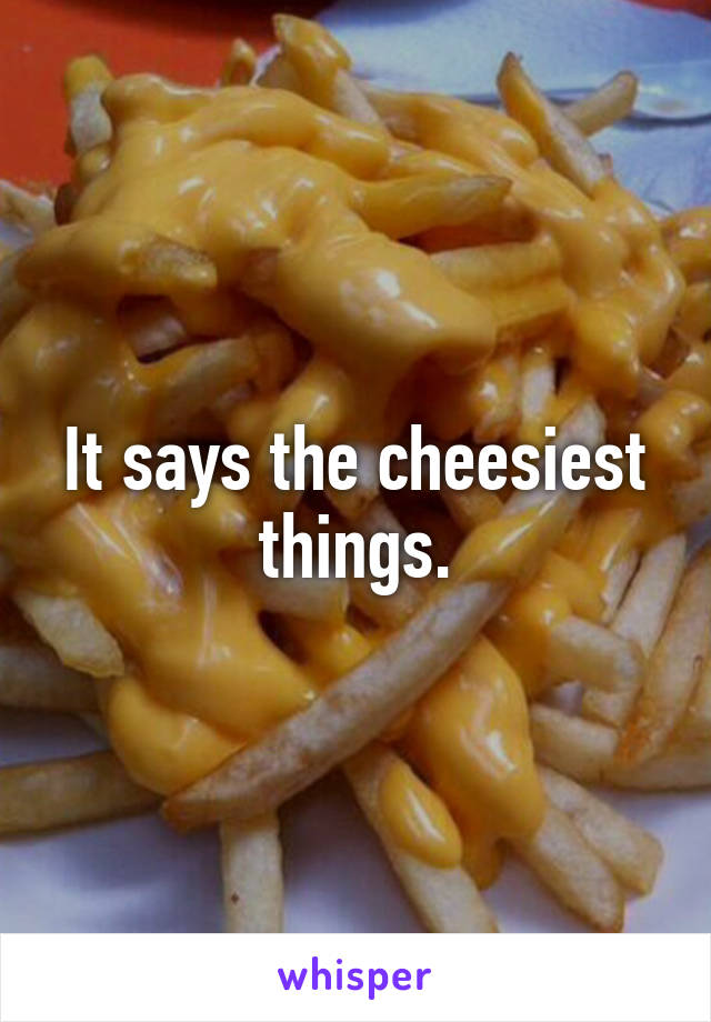 It says the cheesiest things.