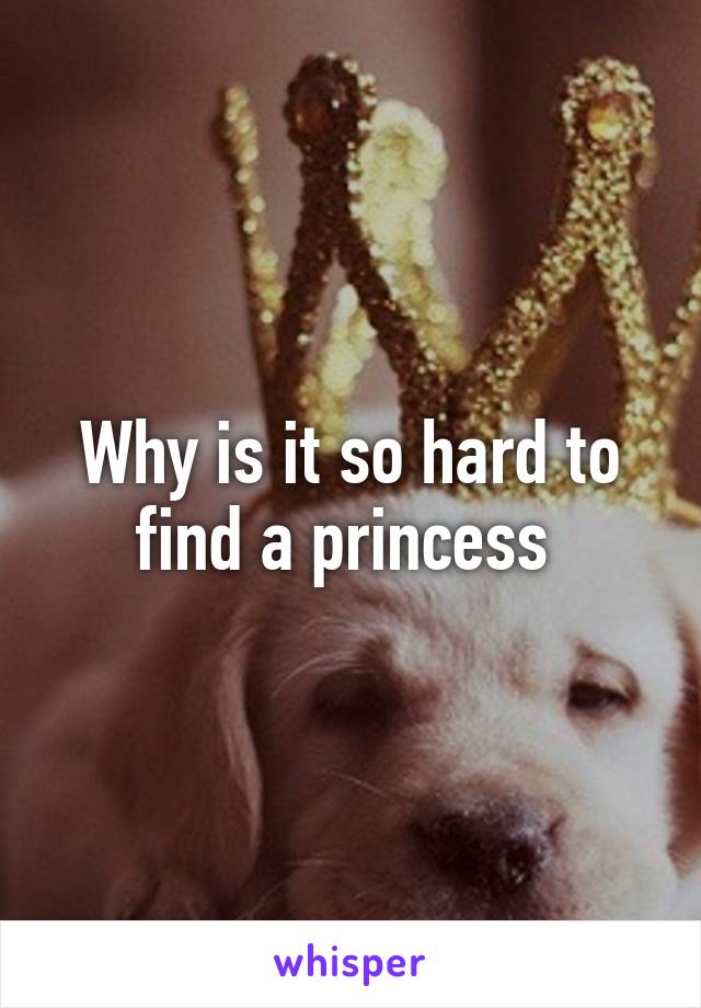 Why is it so hard to find a princess 