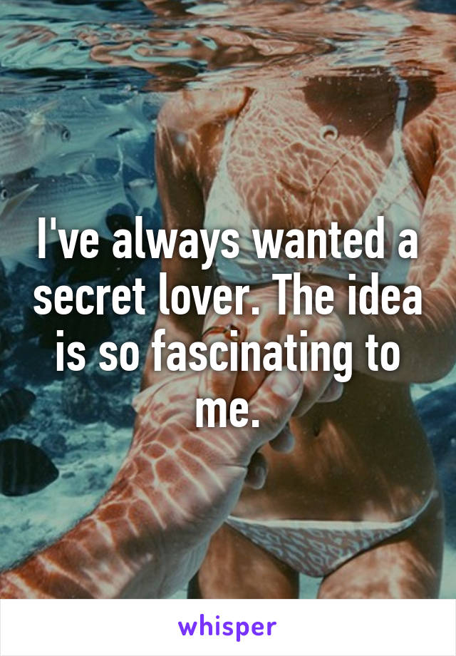 I've always wanted a secret lover. The idea is so fascinating to me.