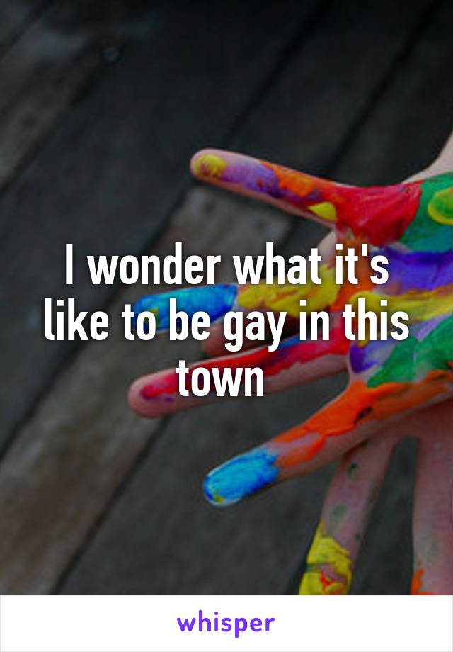 I wonder what it's like to be gay in this town 