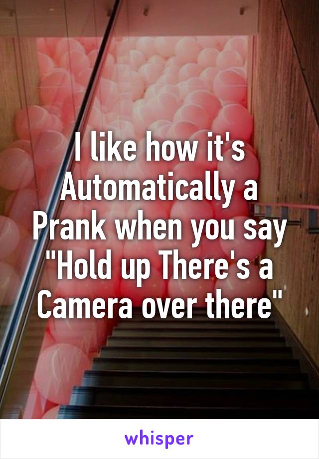 I like how it's Automatically a Prank when you say "Hold up There's a Camera over there"