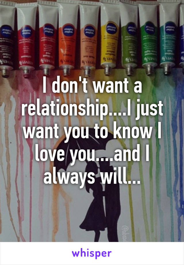 I don't want a relationship....I just want you to know I love you....and I always will...