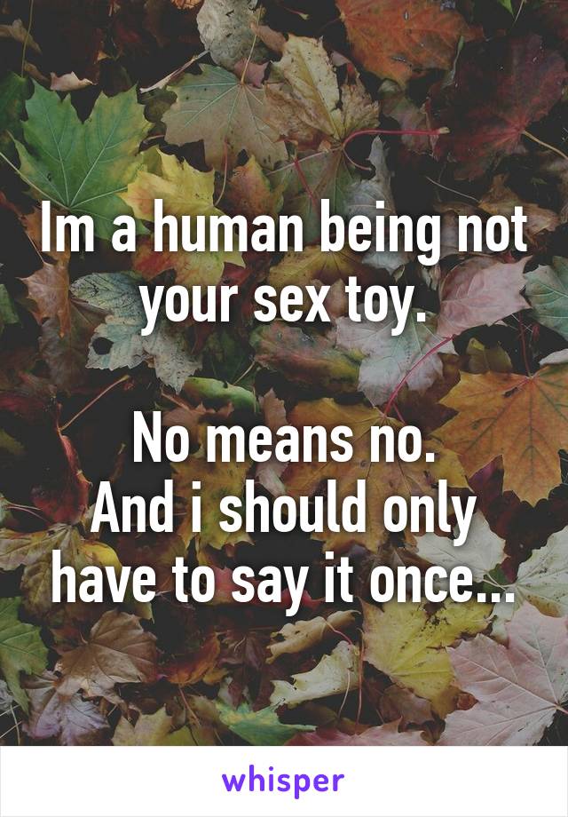 Im a human being not your sex toy.

No means no.
And i should only have to say it once...