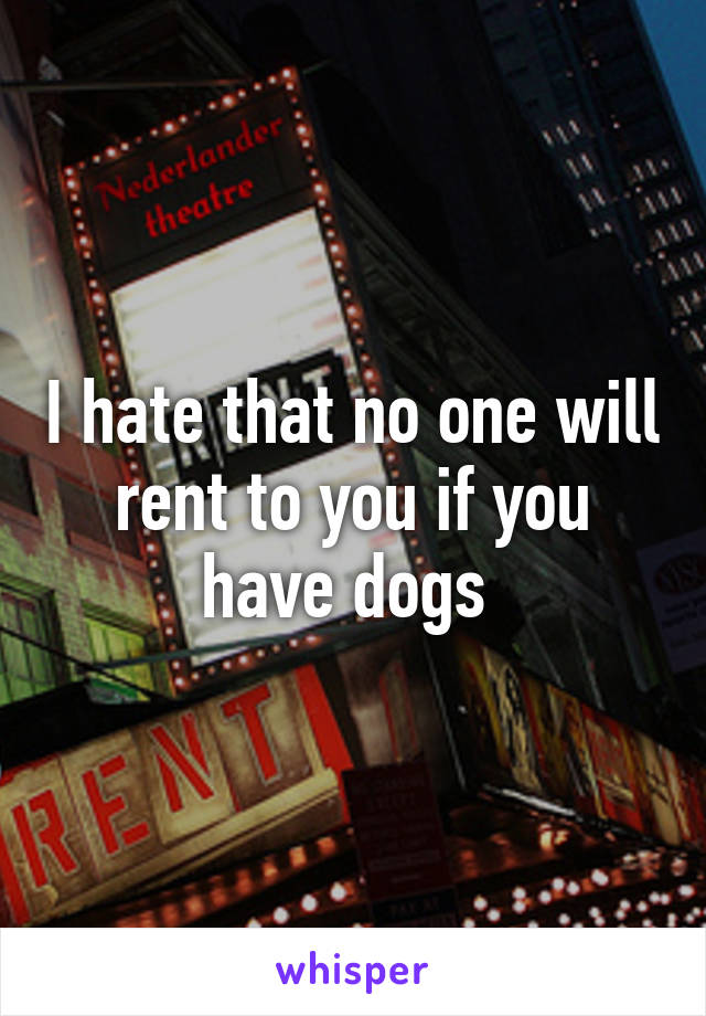 I hate that no one will rent to you if you have dogs 