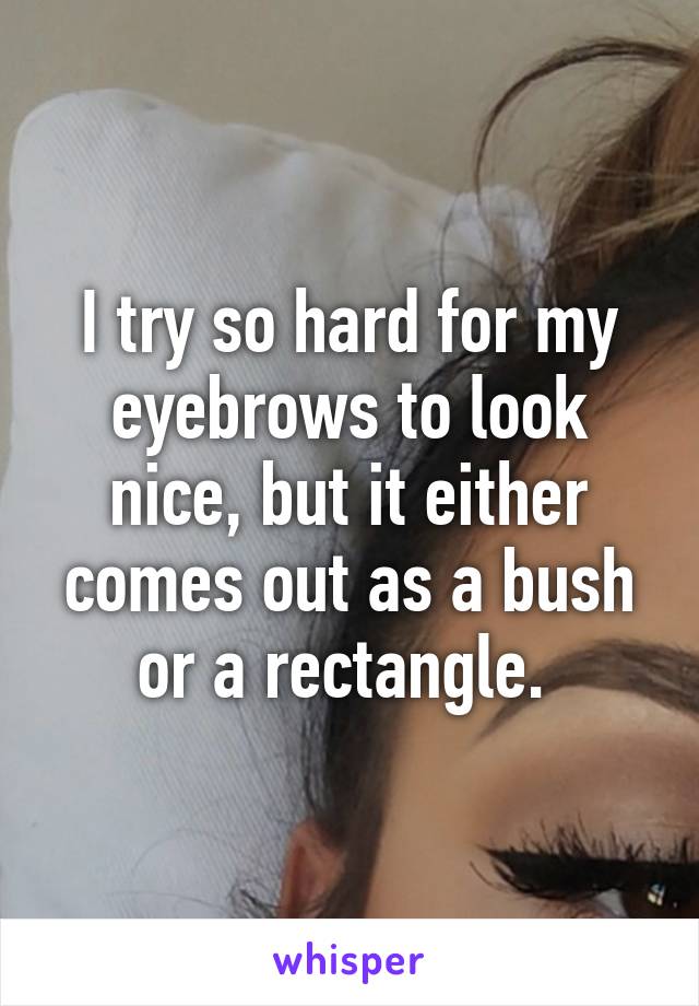 I try so hard for my eyebrows to look nice, but it either comes out as a bush or a rectangle. 