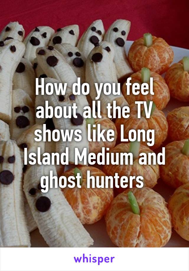 How do you feel about all the TV shows like Long Island Medium and ghost hunters 