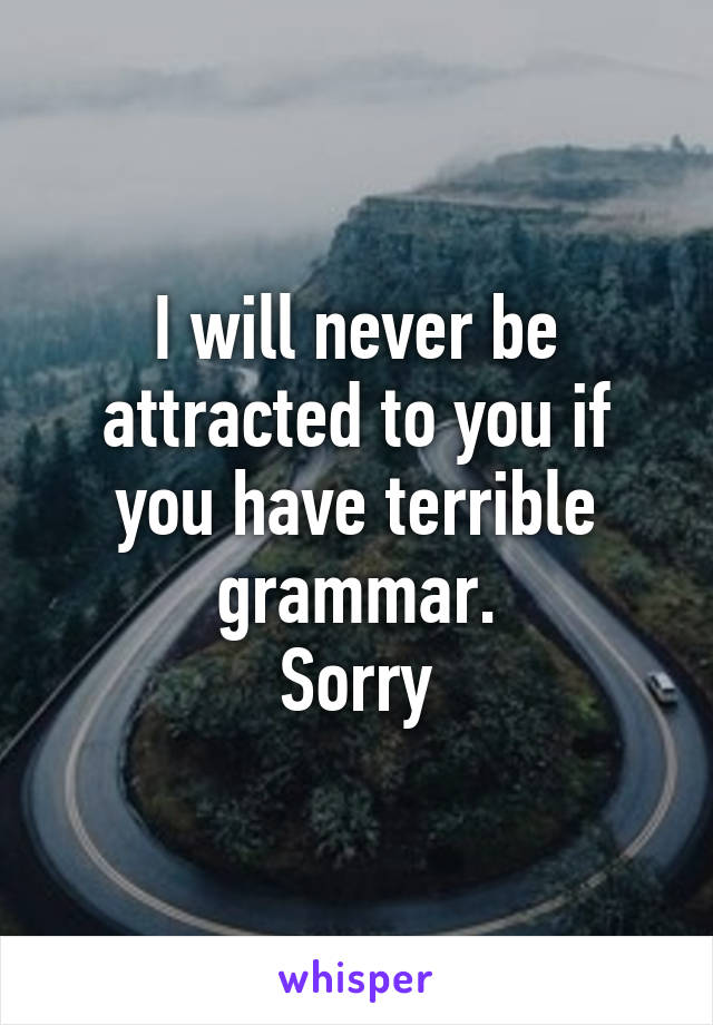 I will never be attracted to you if you have terrible grammar.
Sorry