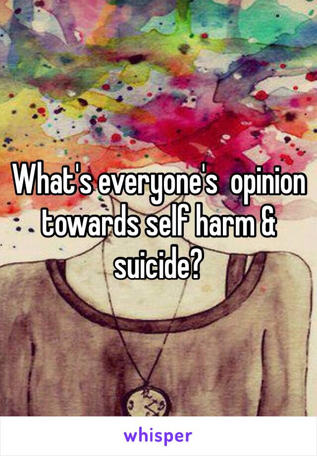 What's everyone's  opinion towards self harm & suicide? 