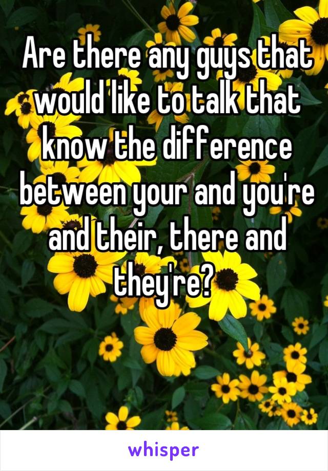 Are there any guys that would like to talk that know the difference between your and you're and their, there and they're? 